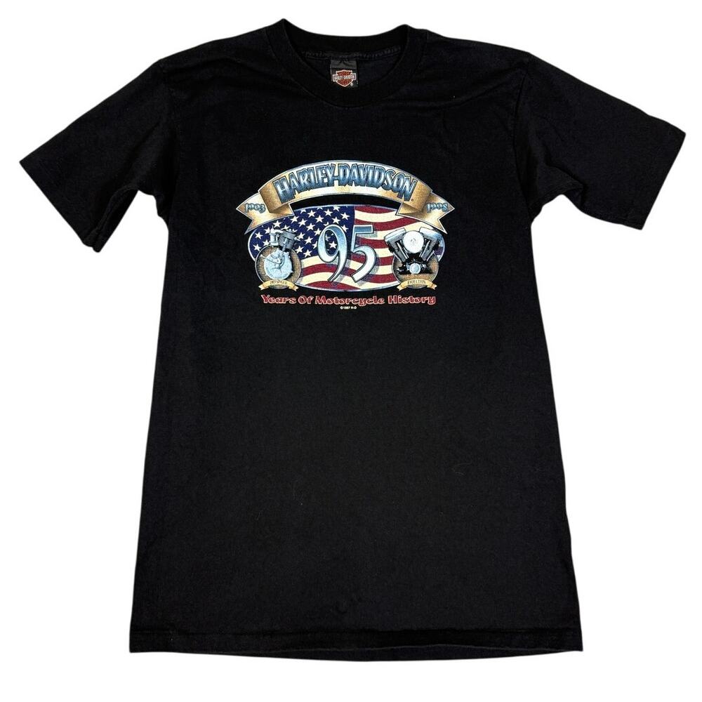 Vintage 90s Harley Davidson Mens Size M Lynchburg VA 95 Years Motorcycle History